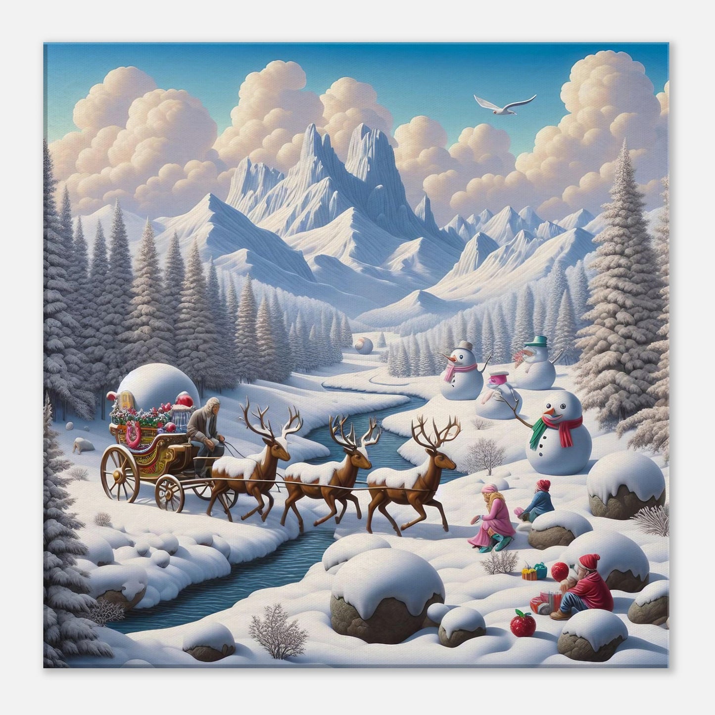 Wall Art - Winter 35 - Deer and snowmen