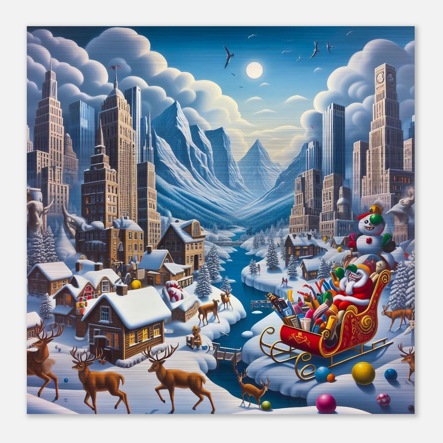 Wall Art - Winter 33 - Sleigh and river