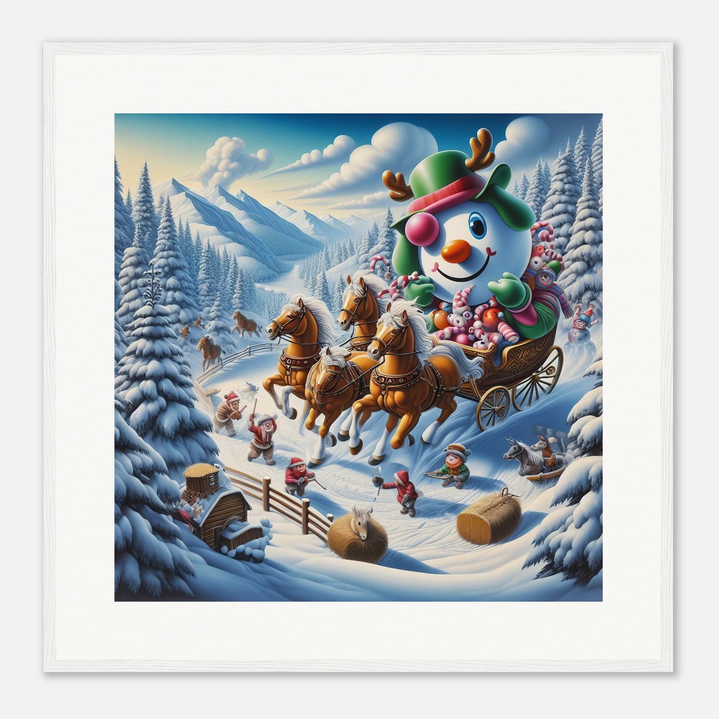 Wall Art - Winter 63 - Snowman in a carriage