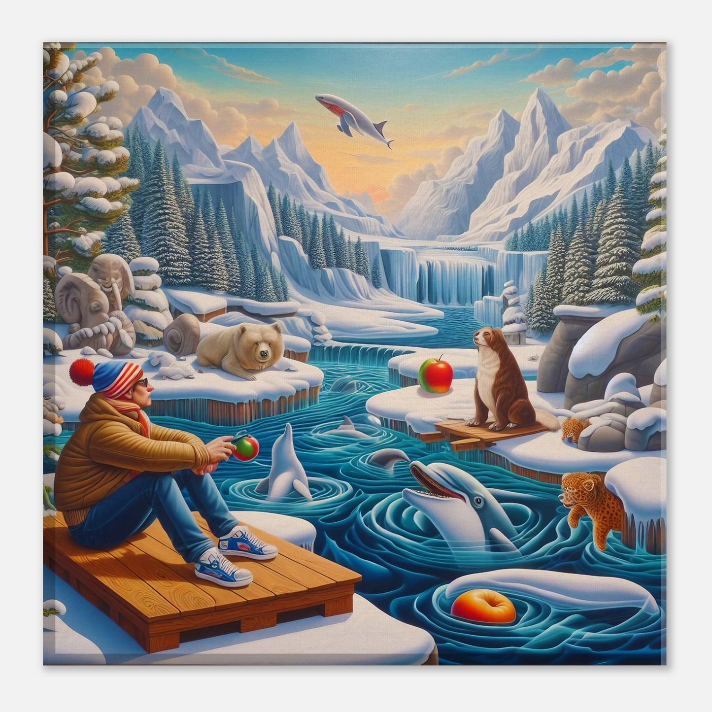 Wall Art - Winter 64 - Man by the river