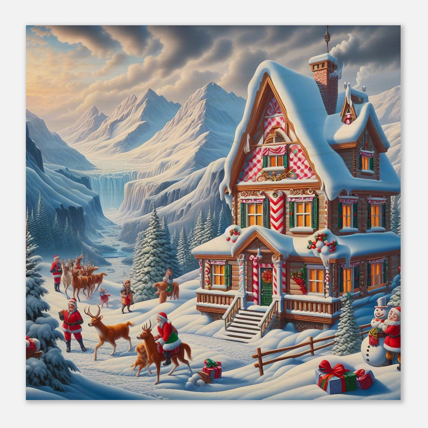 Wall Art - Winter 56 - Cottage and deer