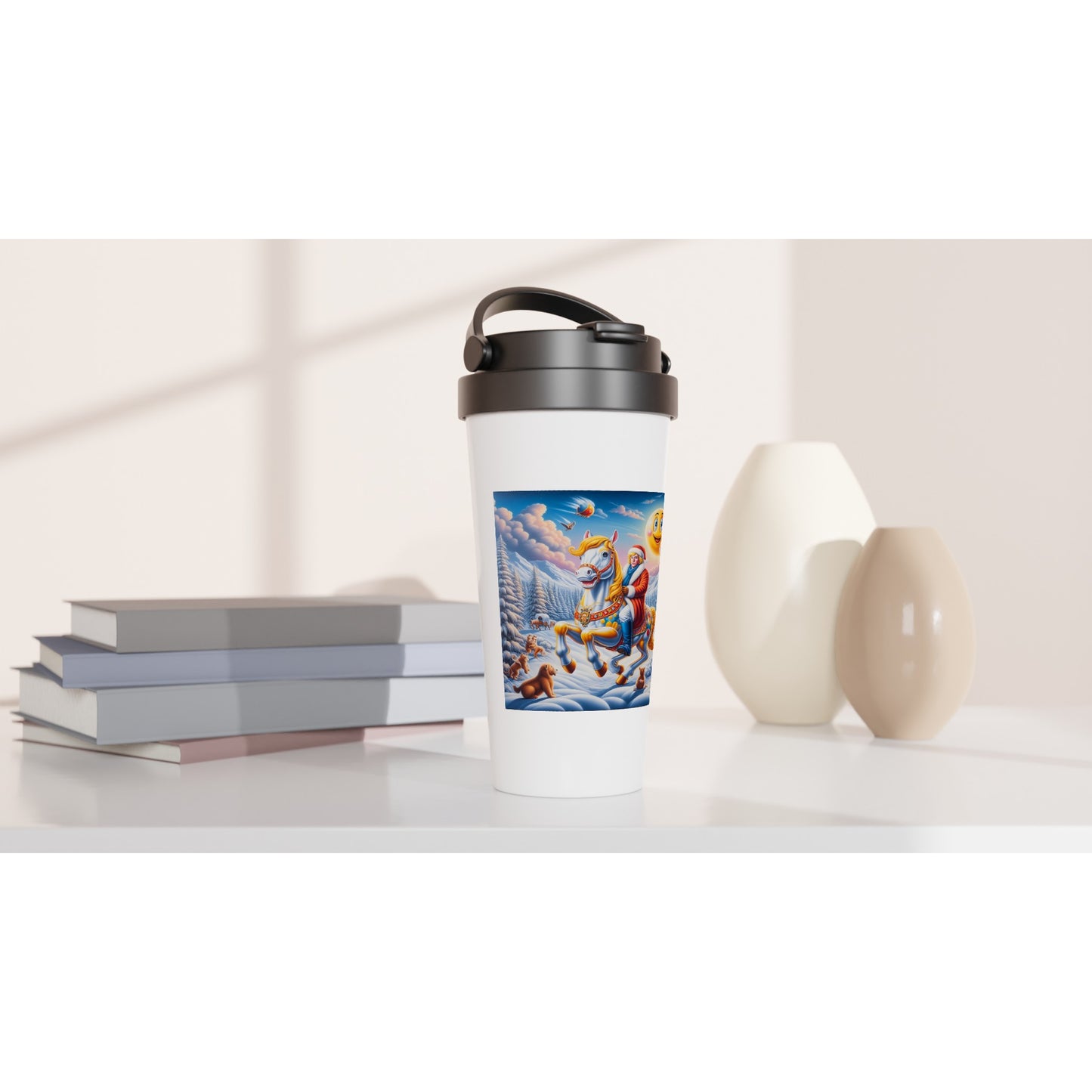 White 15oz Stainless Steel Travel Mug - Winter 148