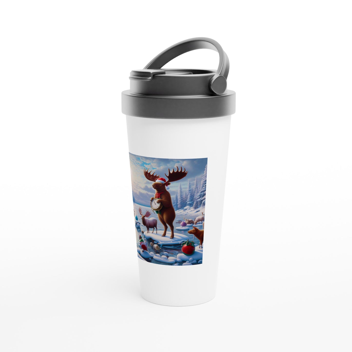 White 15oz Stainless Steel Travel Mug - Winter 173