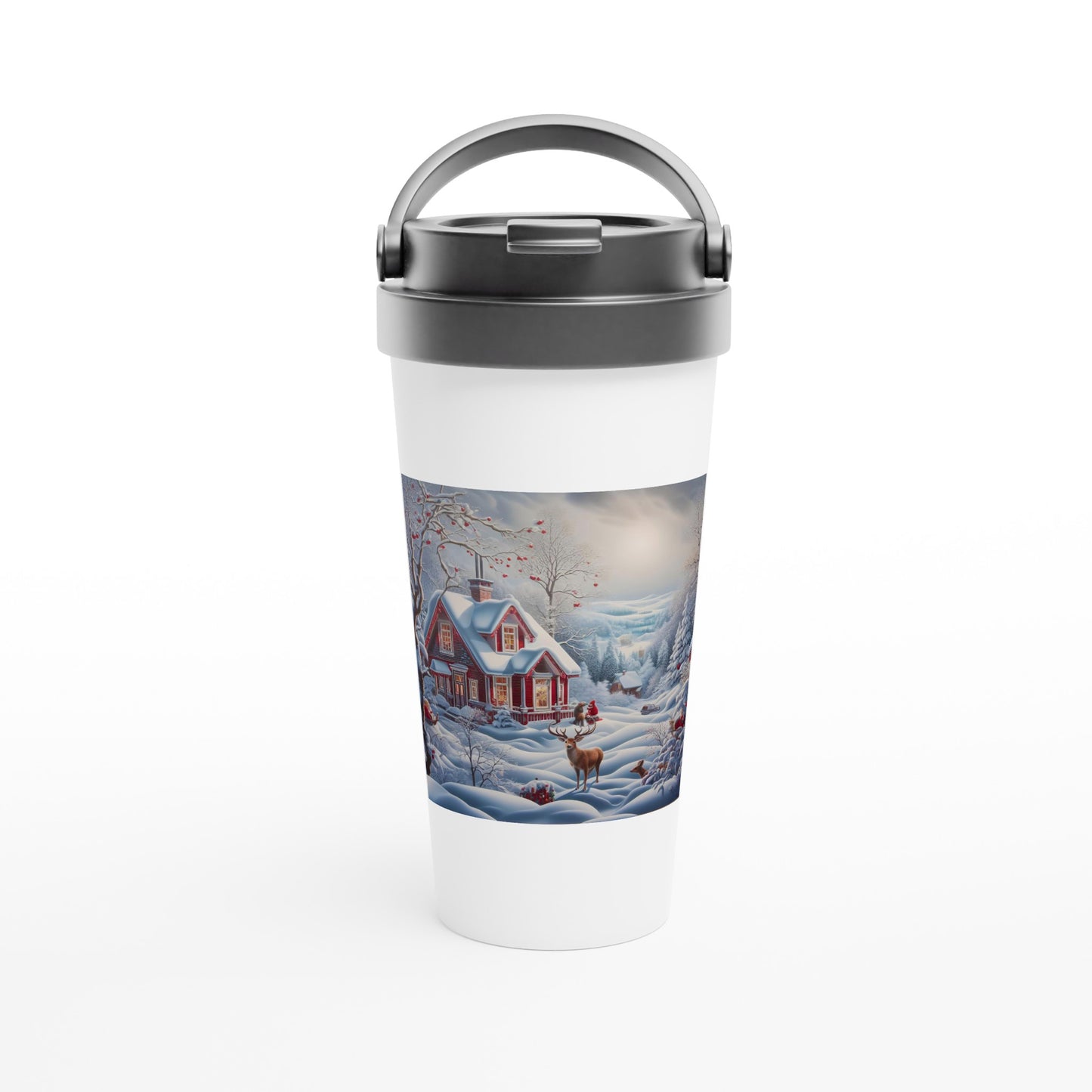 White 15oz Stainless Steel Travel Mug - Winter 141