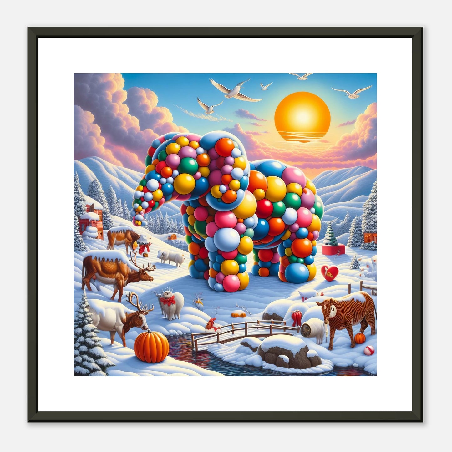 Wall Art - Winter 74 - Elephant and sun