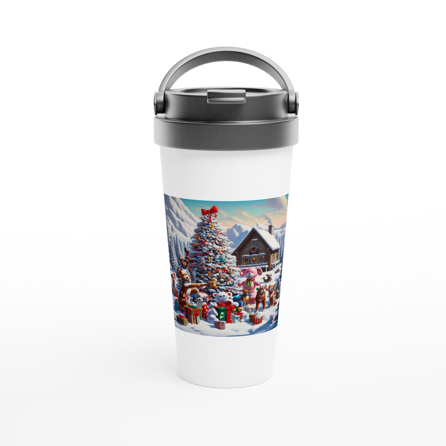 White 15oz Stainless Steel Travel Mug - Winter 135