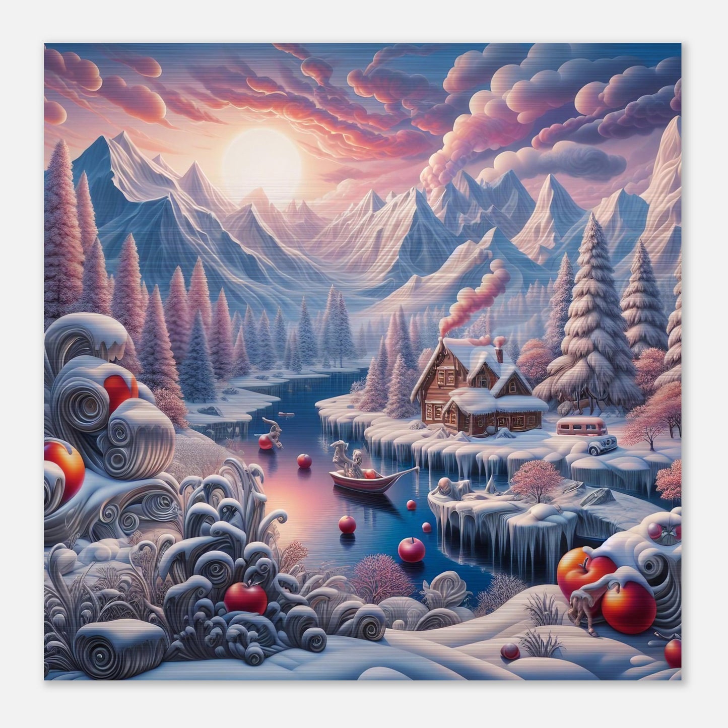 Wall Art - Winter 62 - Small boat on a river