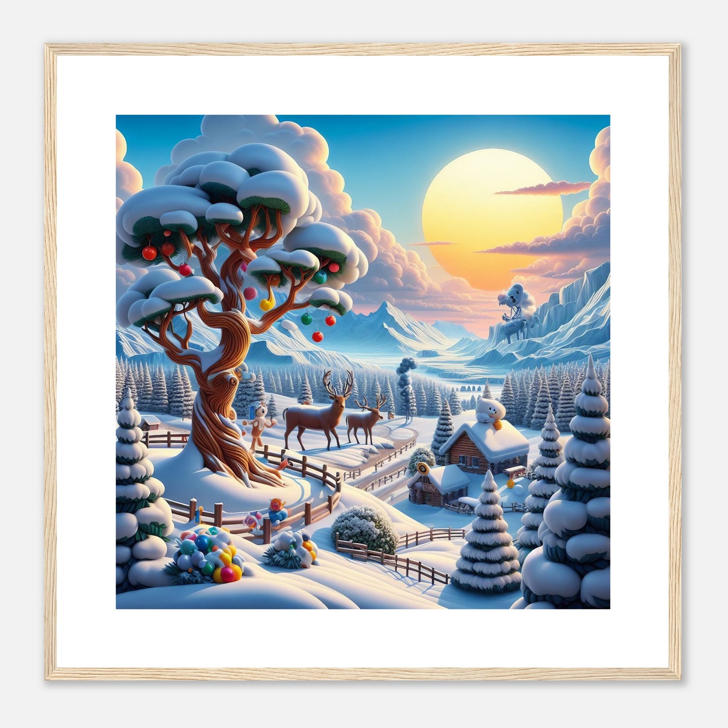 Wall Art - Winter 32 - Deer and tree