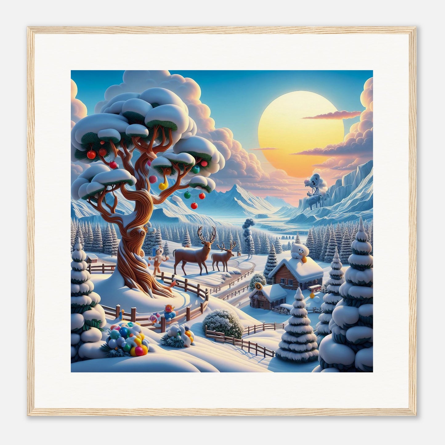 Wall Art - Winter 32 - Deer and tree