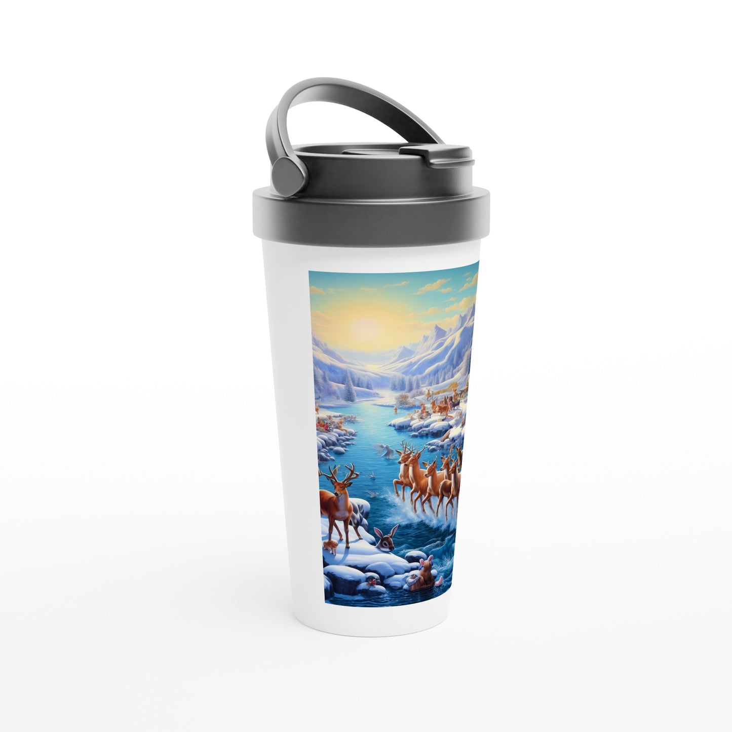 White 15oz Stainless Steel Travel Mug - Winter 170