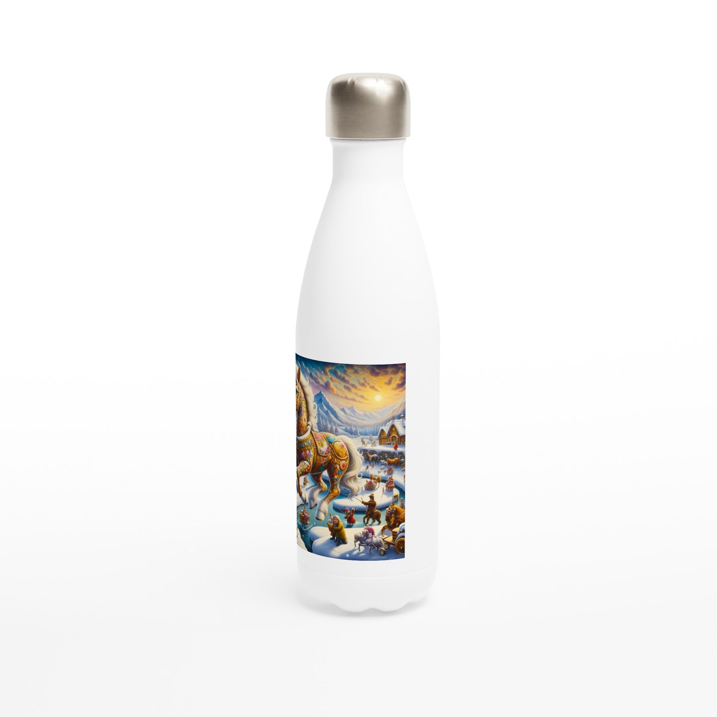 White 17oz Stainless Steel Water Bottle - Winter 249