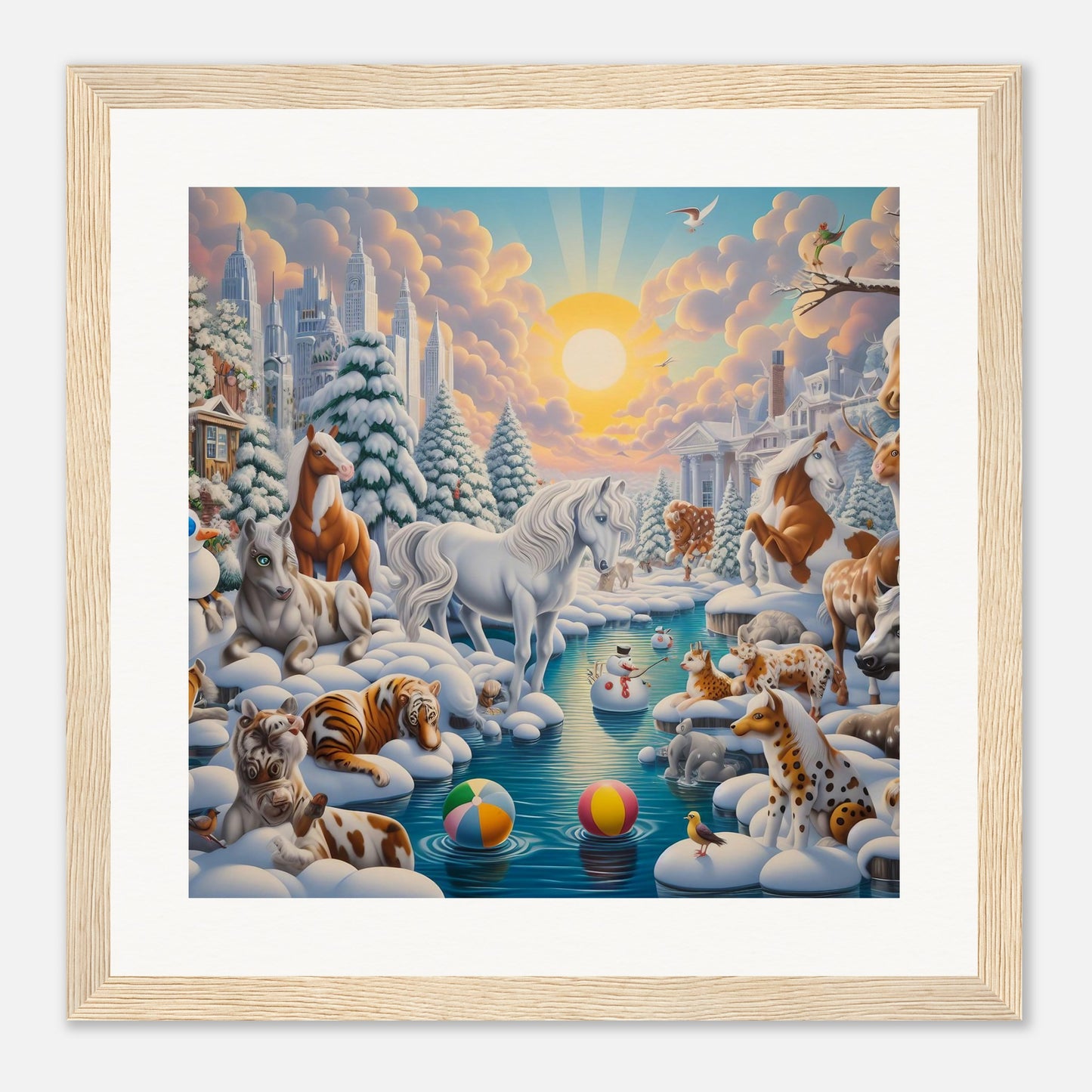 Wall Art - Winter 66 - Horses by the river