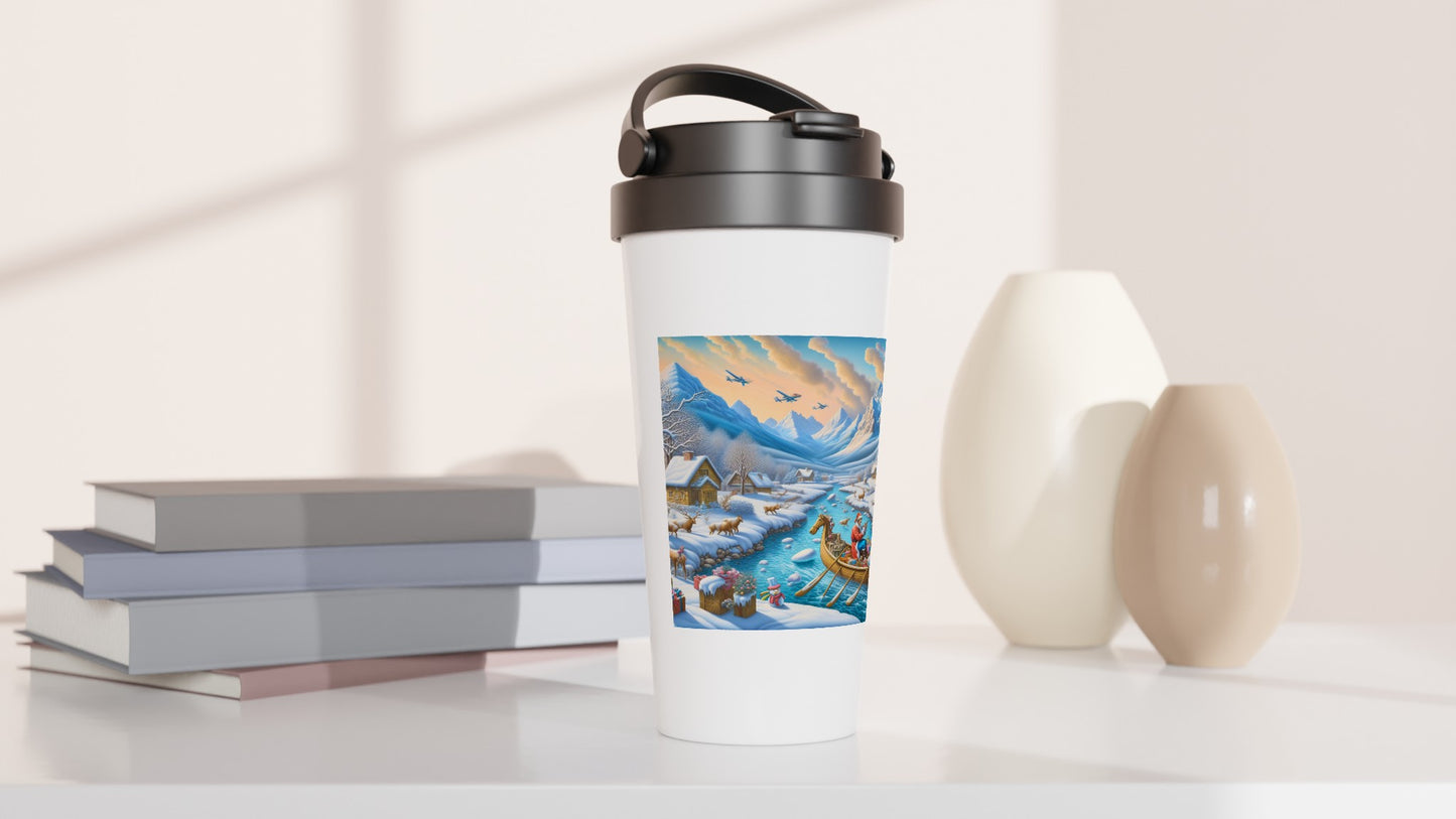 White 15oz Stainless Steel Travel Mug - Winter 180