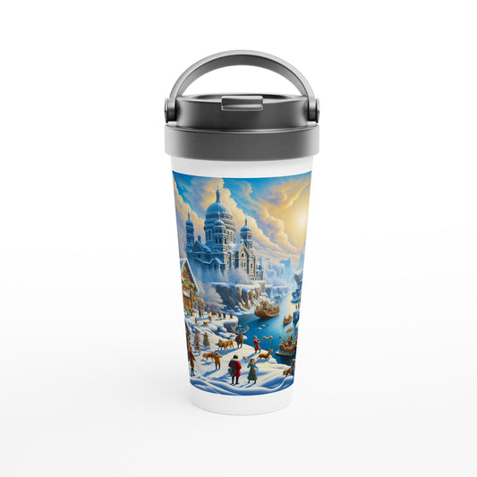 White 15oz Stainless Steel Travel Mug - Winter 154