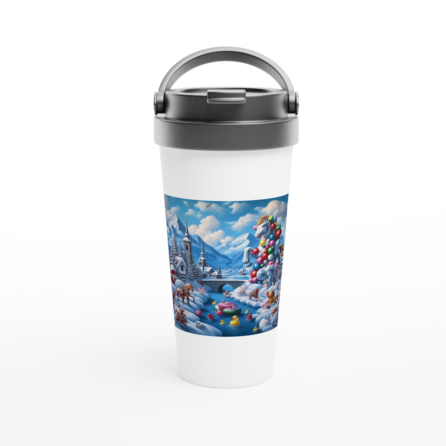 White 15oz Stainless Steel Travel Mug - Winter 153