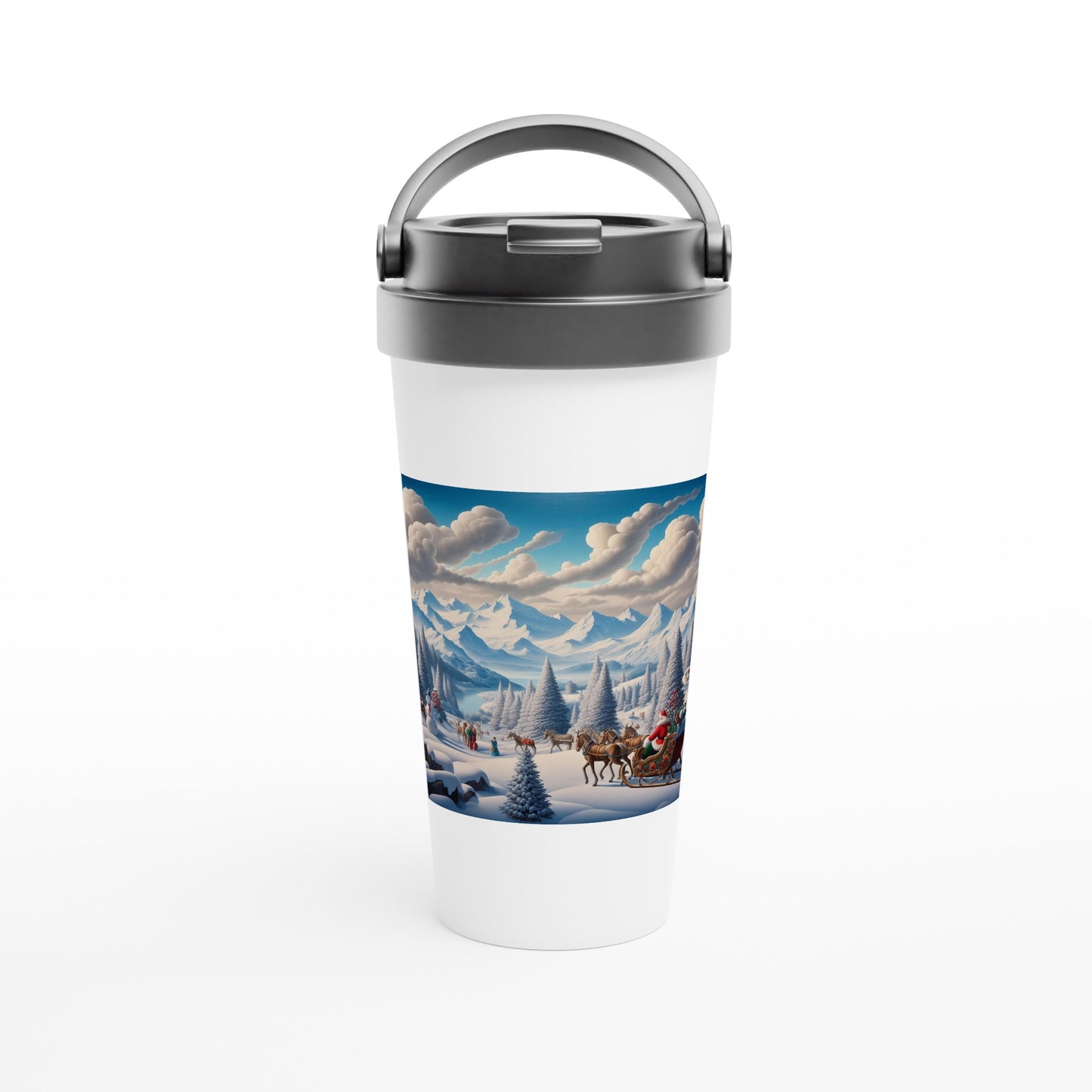 White 15oz Stainless Steel Travel Mug - Winter 94