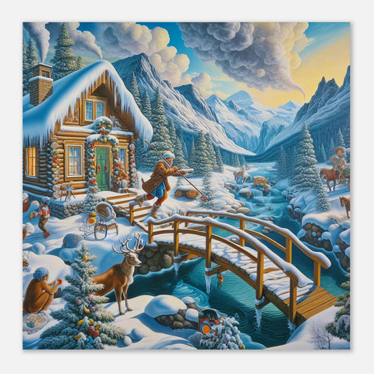 Wall Art - Winter 53 - Man and footbridge