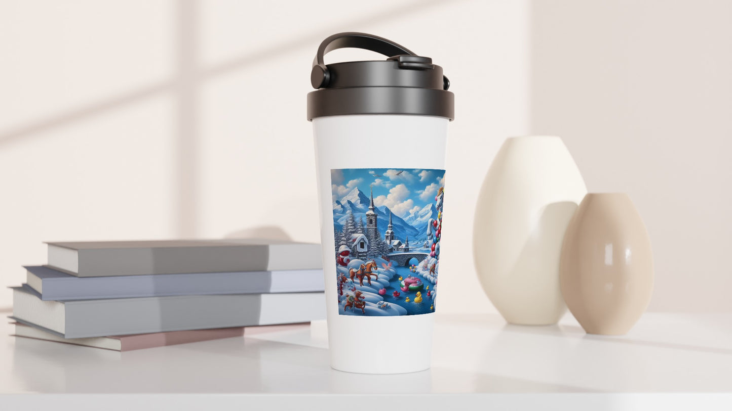 White 15oz Stainless Steel Travel Mug - Winter 153