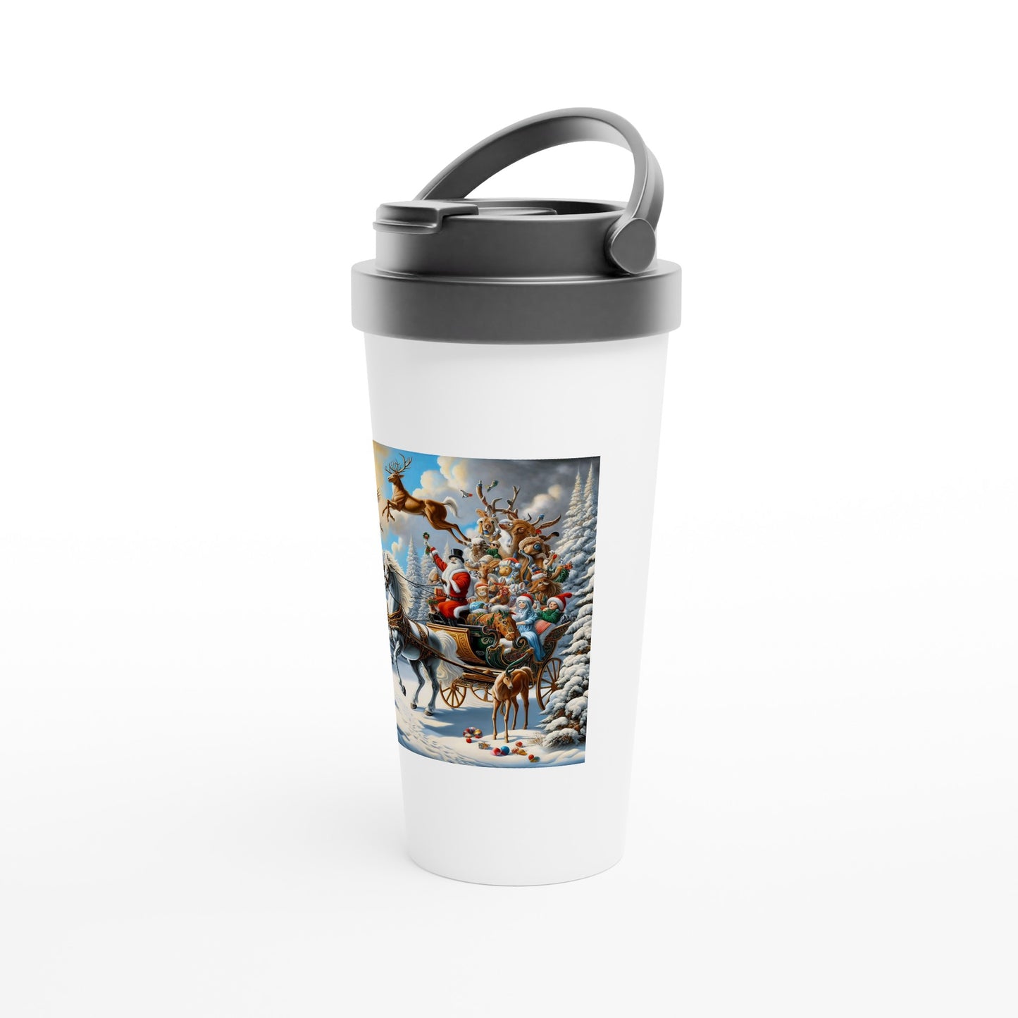 White 15oz Stainless Steel Travel Mug - Winter 91