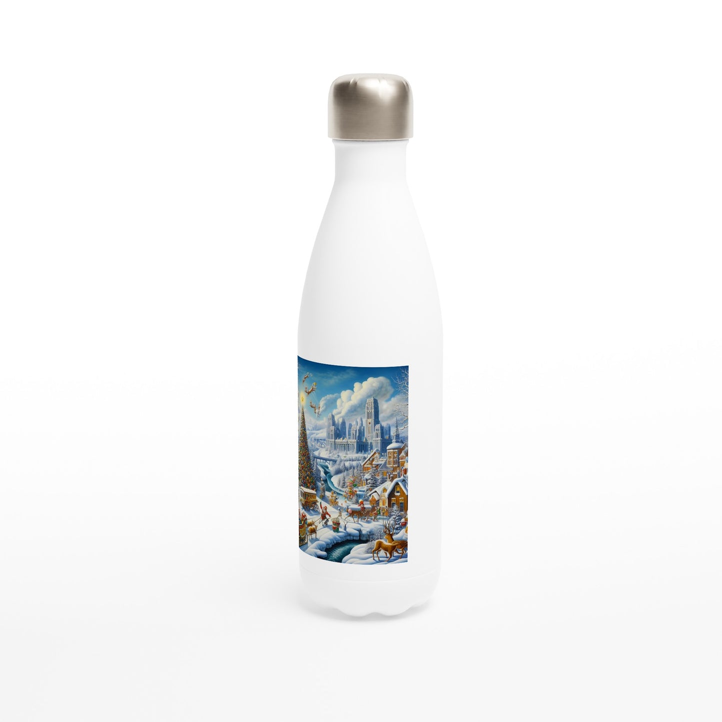 White 17oz Stainless Steel Water Bottle - Winter 228