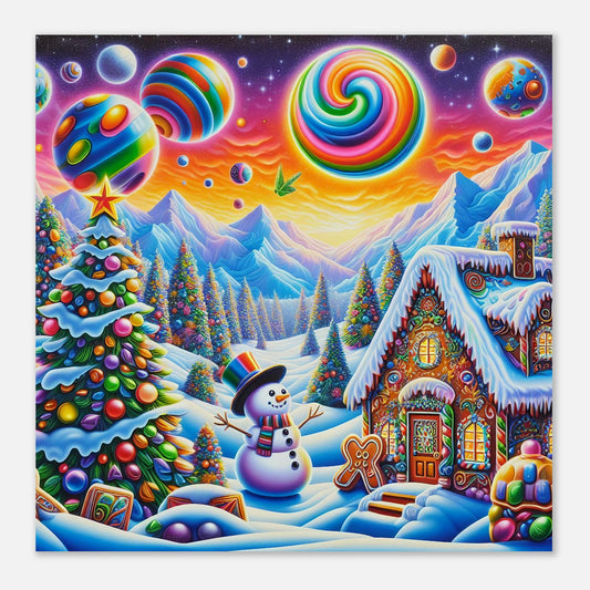 Wall Art - Winter 29 - Snowman and neon planets