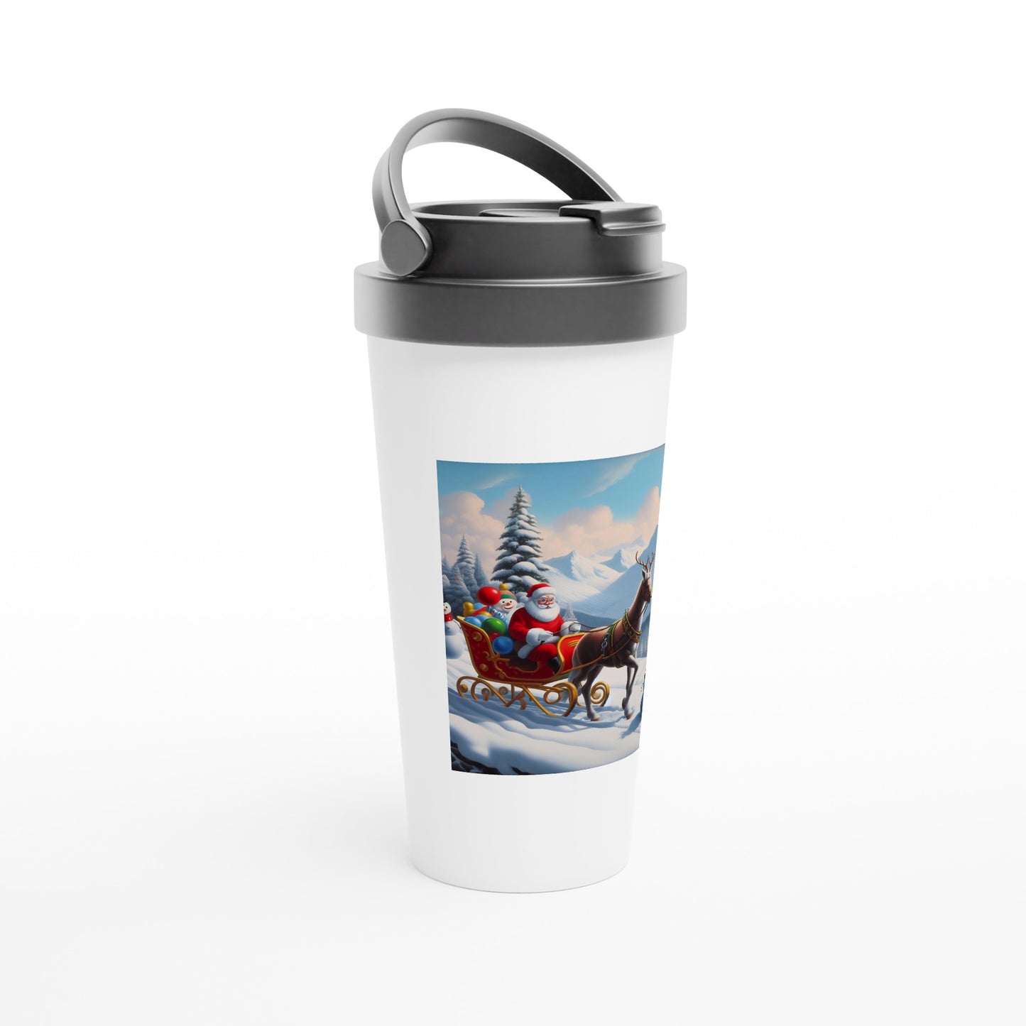 White 15oz Stainless Steel Travel Mug - Winter 125