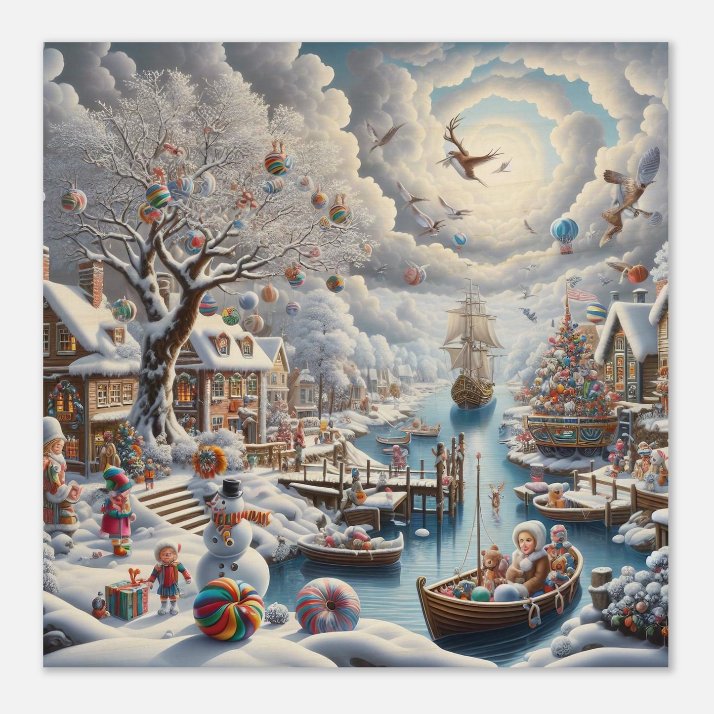 Wall Art - Winter 45 - Snowman and a sailing ship