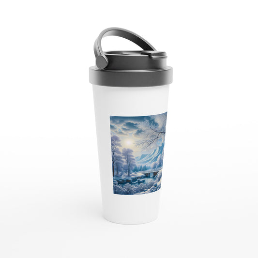 White 15oz Stainless Steel Travel Mug - Winter 175