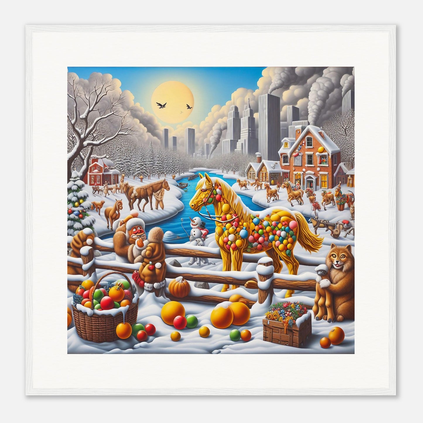 Wall Art - Winter 10 - Horse, Fruits, Houses and River