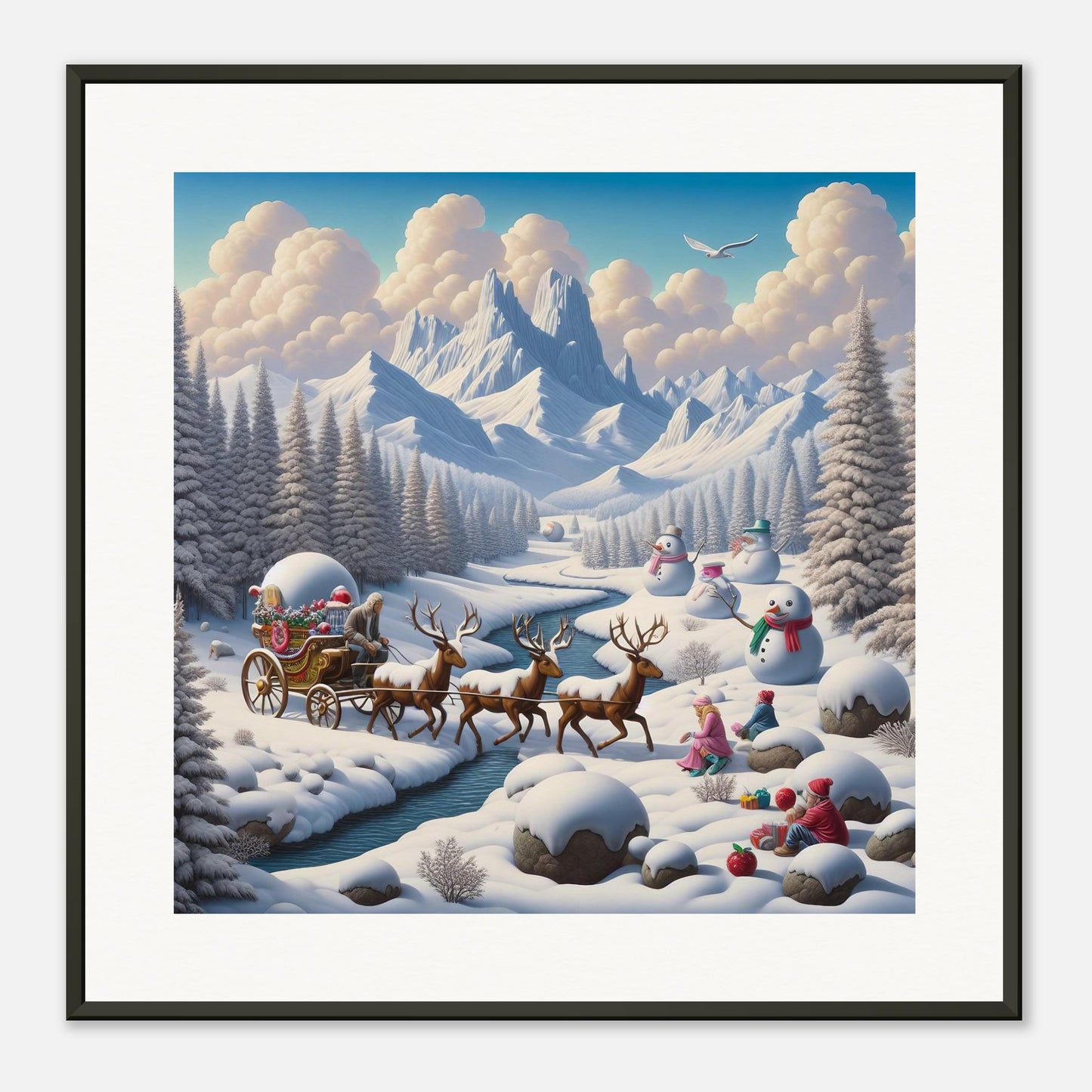 Wall Art - Winter 35 - Deer and snowmen