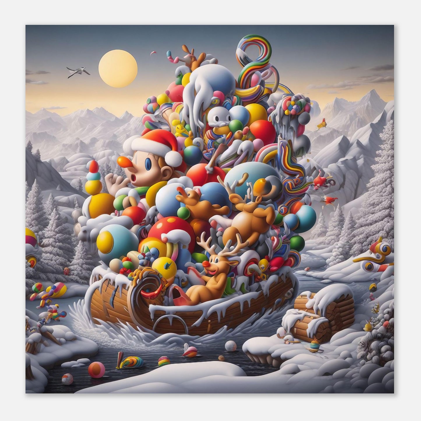 Wall Art - Winter 59 - Boy, Sleigh, Toys