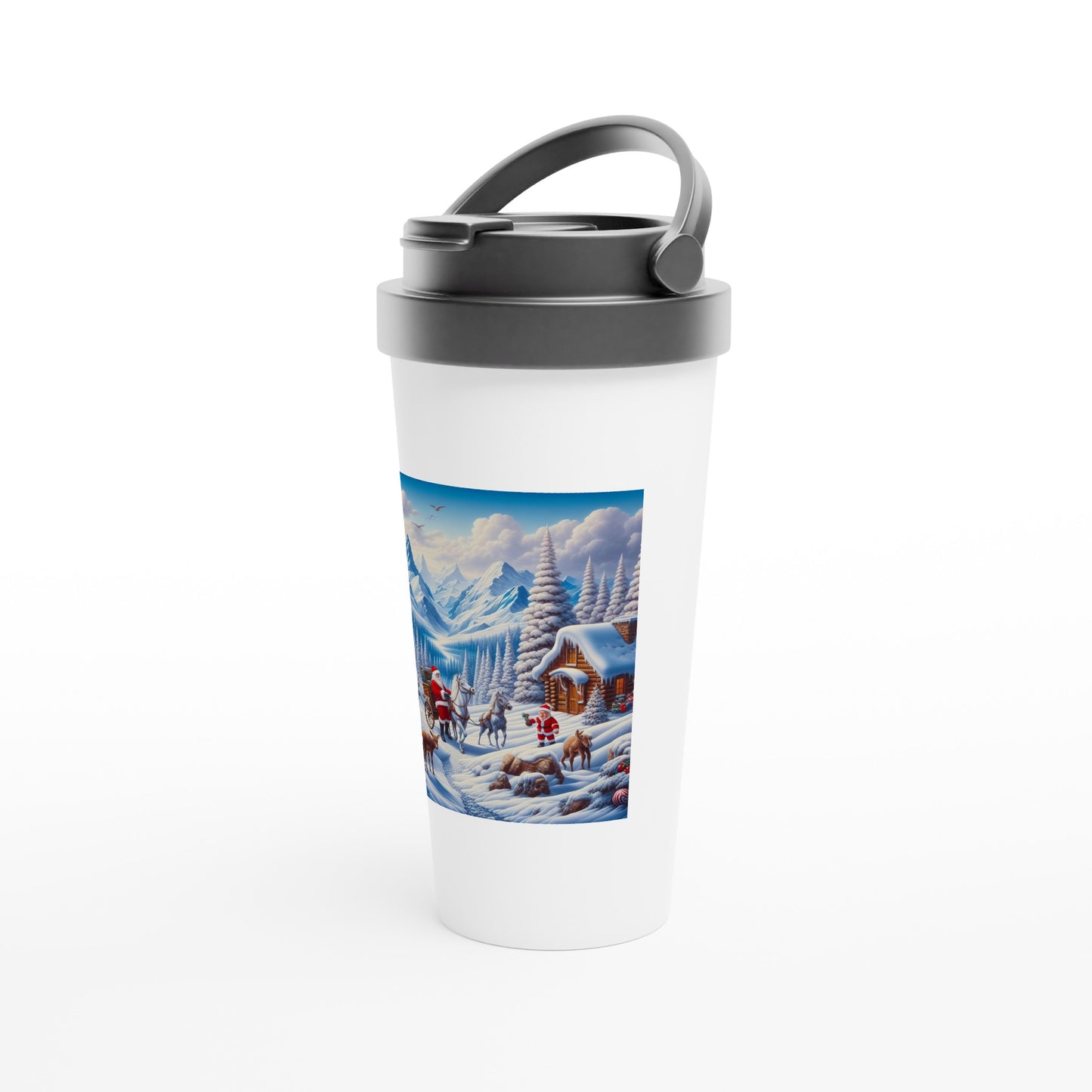 White 15oz Stainless Steel Travel Mug - Winter 55