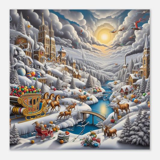 Wall Art - Winter 14 - Horses with snow sleigh