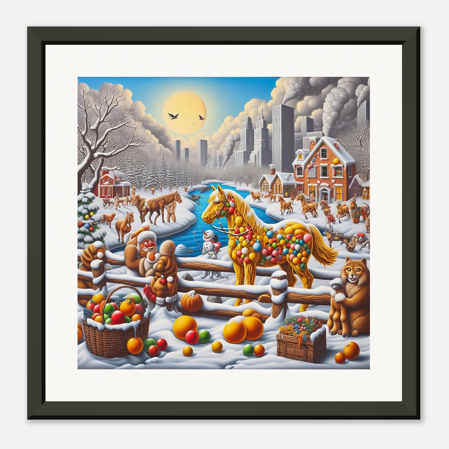 Wall Art - Winter 10 - Horse, Fruits, Houses and River