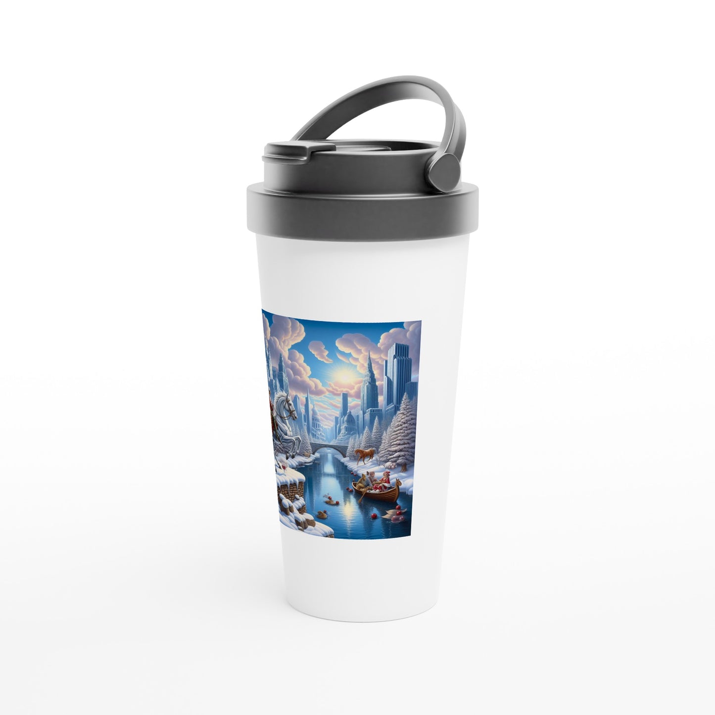 White 15oz Stainless Steel Travel Mug - Winter 69