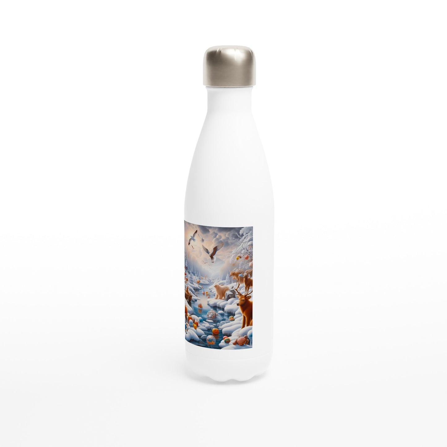 White 17oz Stainless Steel Water Bottle - Winter 237