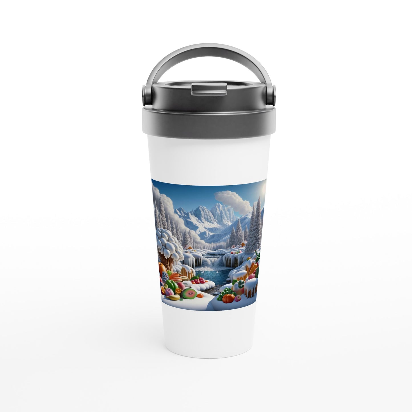 White 15oz Stainless Steel Travel Mug - Winter 72