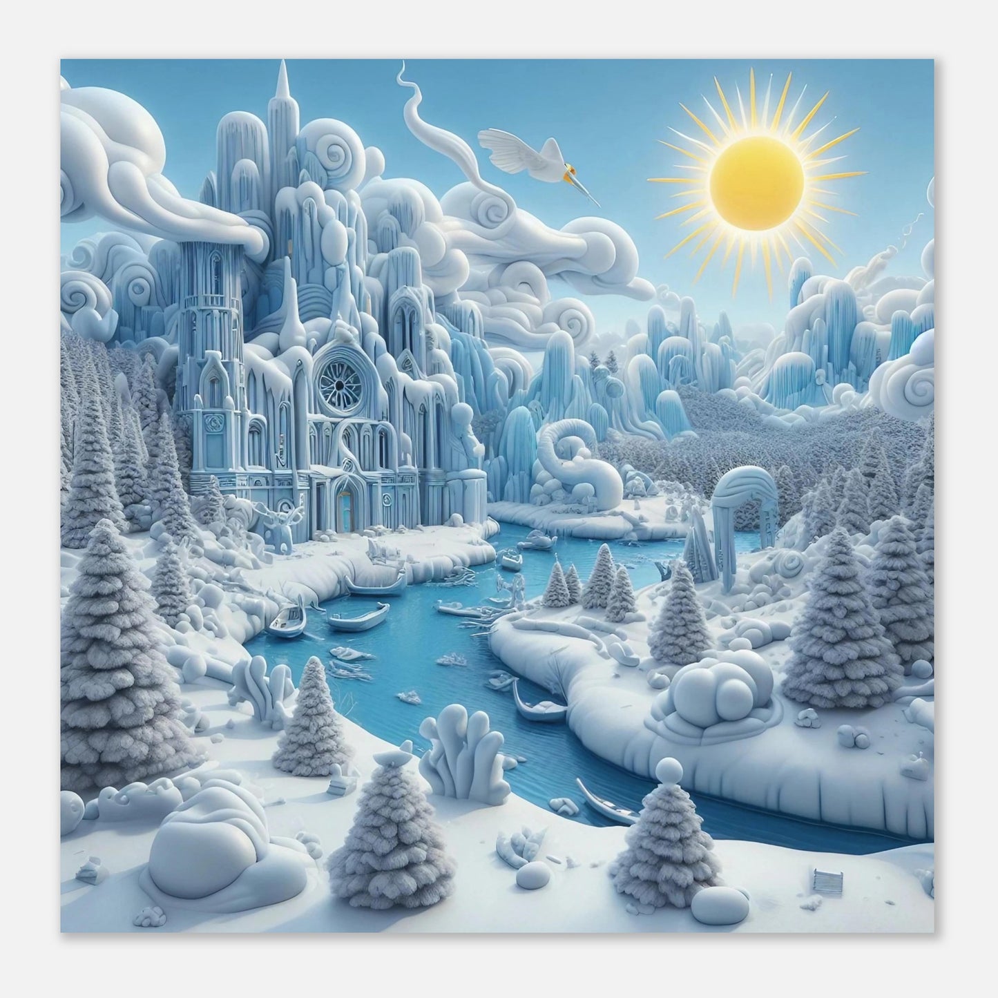 Wall art - Frozen Castle by a river