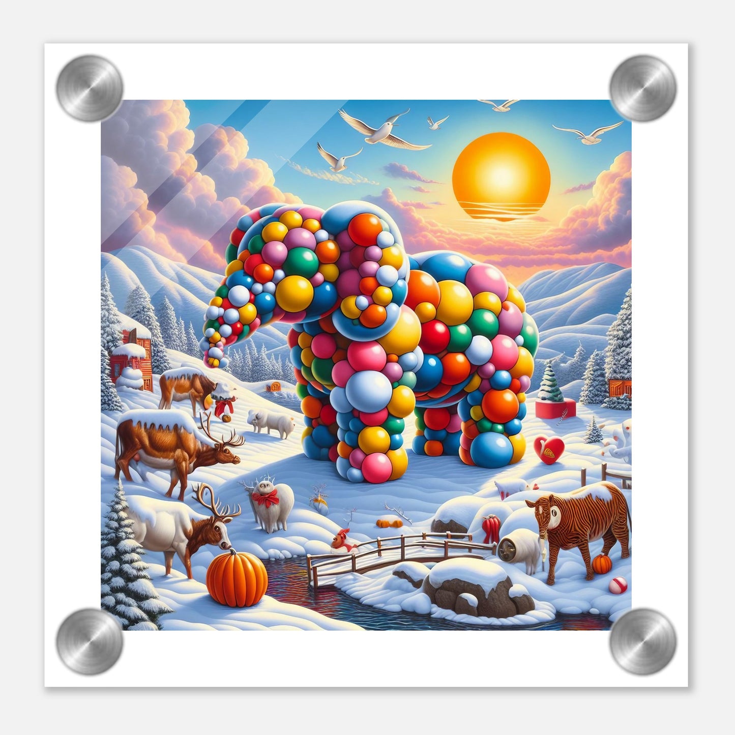 Wall Art - Winter 74 - Elephant and sun