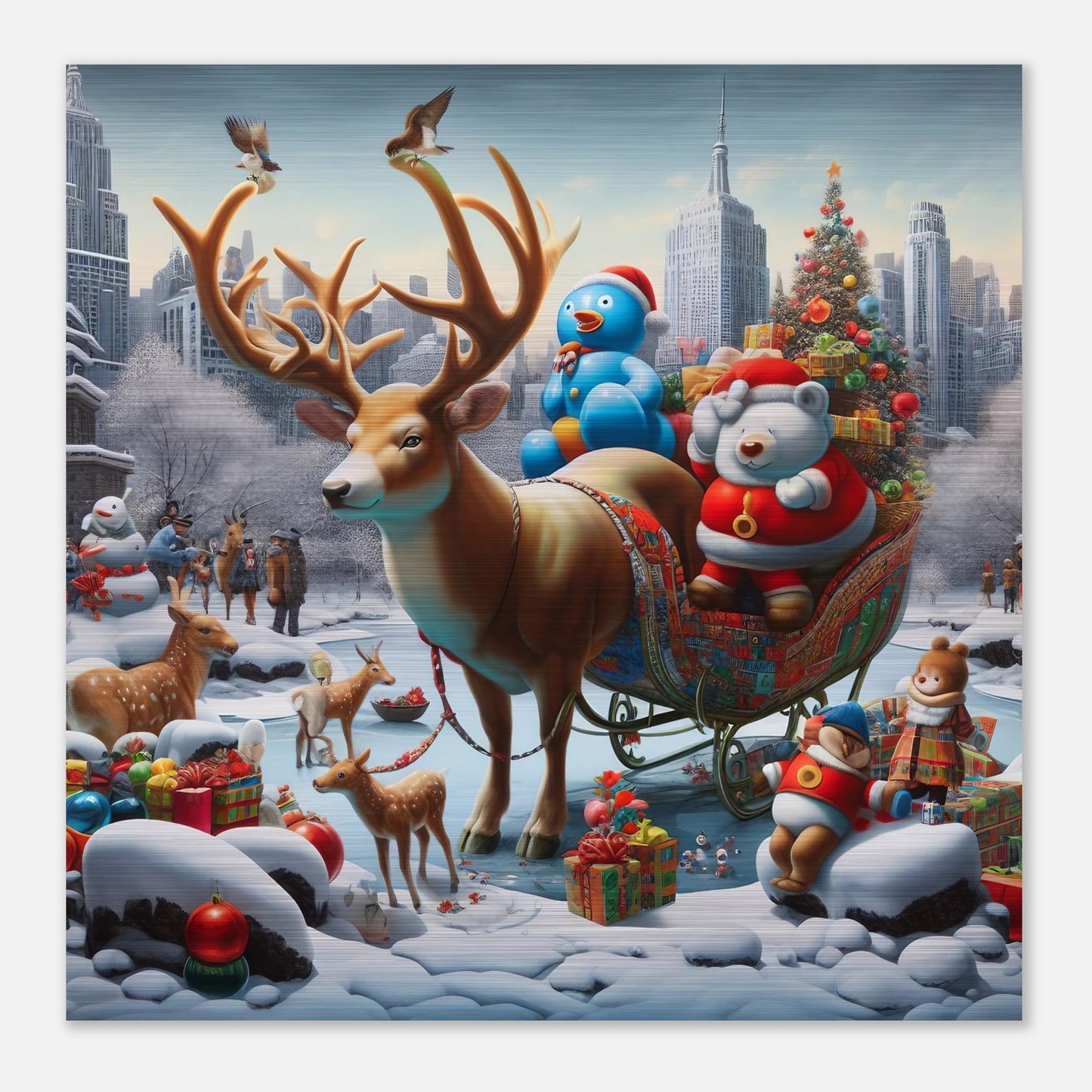 Wall Art - Winter 31 - Reindeer and polar bear