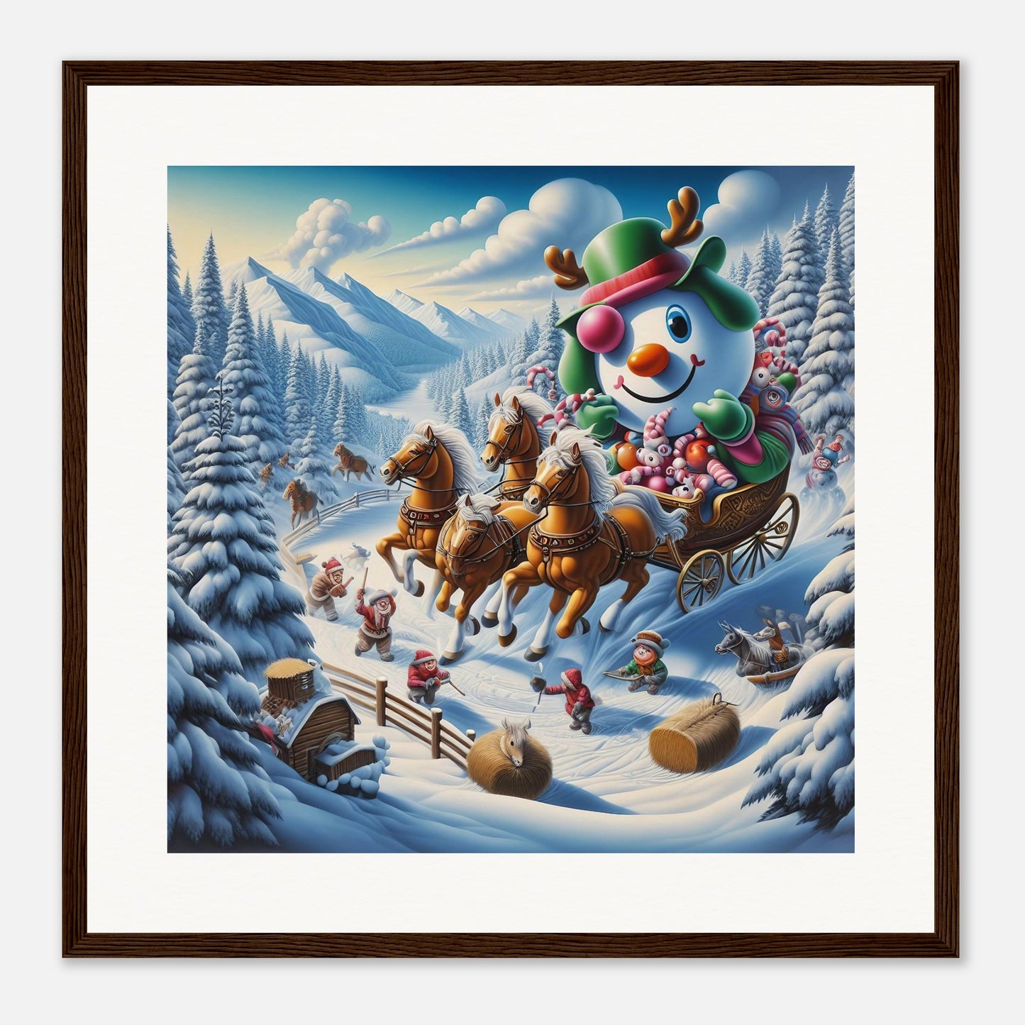 Wall Art - Winter 63 - Snowman in a carriage