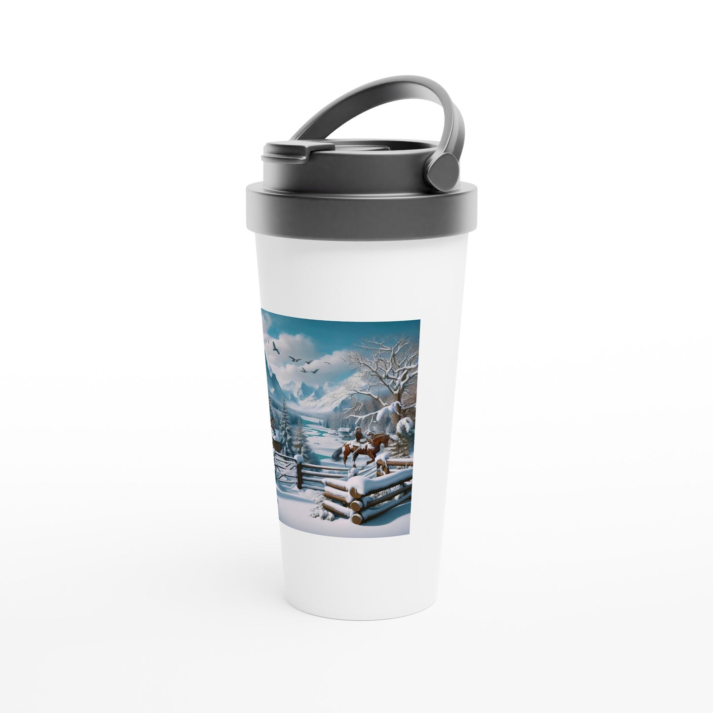 White 15oz Stainless Steel Travel Mug - Winter 190