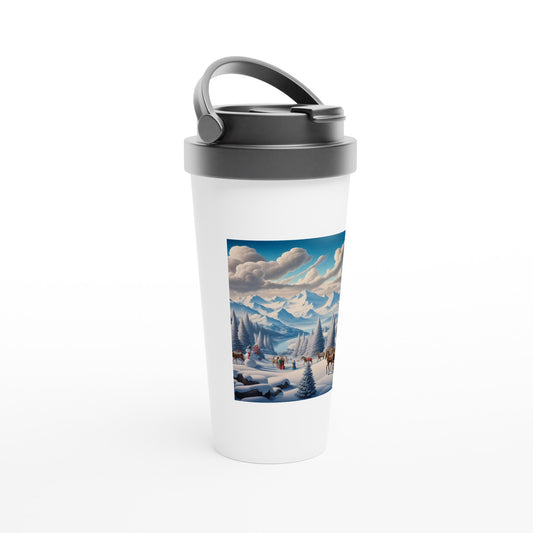 White 15oz Stainless Steel Travel Mug - Winter 94