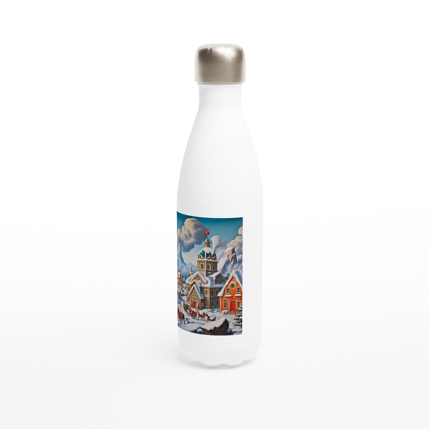 White 17oz Stainless Steel Water Bottle - Winter 124