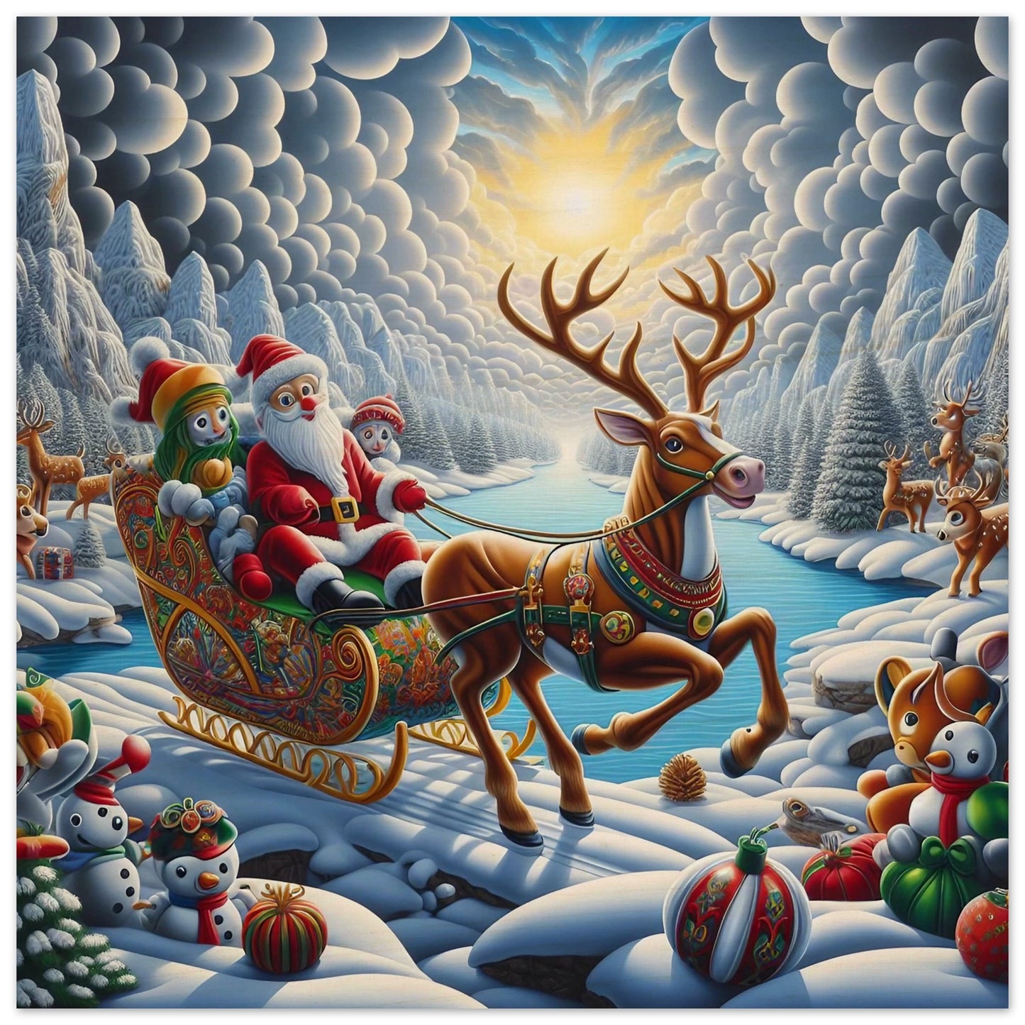 Wall art - Santa Claus and Reindeer