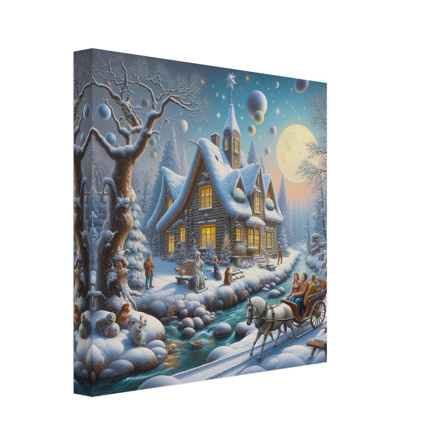 Wall art - House with a horse in winter at night