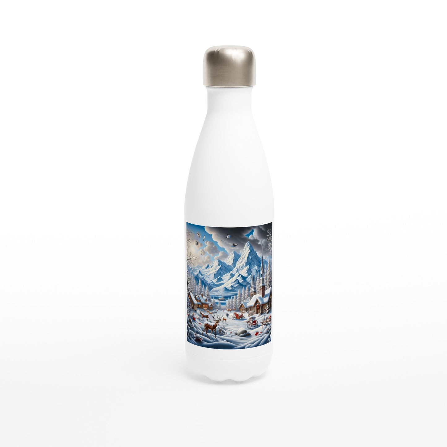 White 17oz Stainless Steel Water Bottle - Winter 129