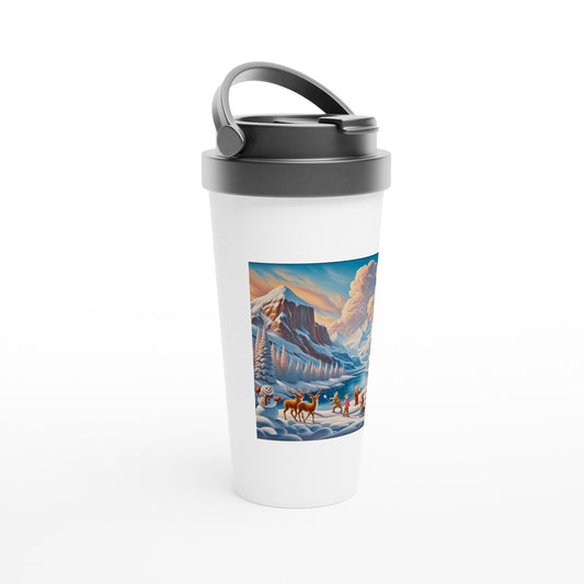 White 15oz Stainless Steel Travel Mug - Winter 90