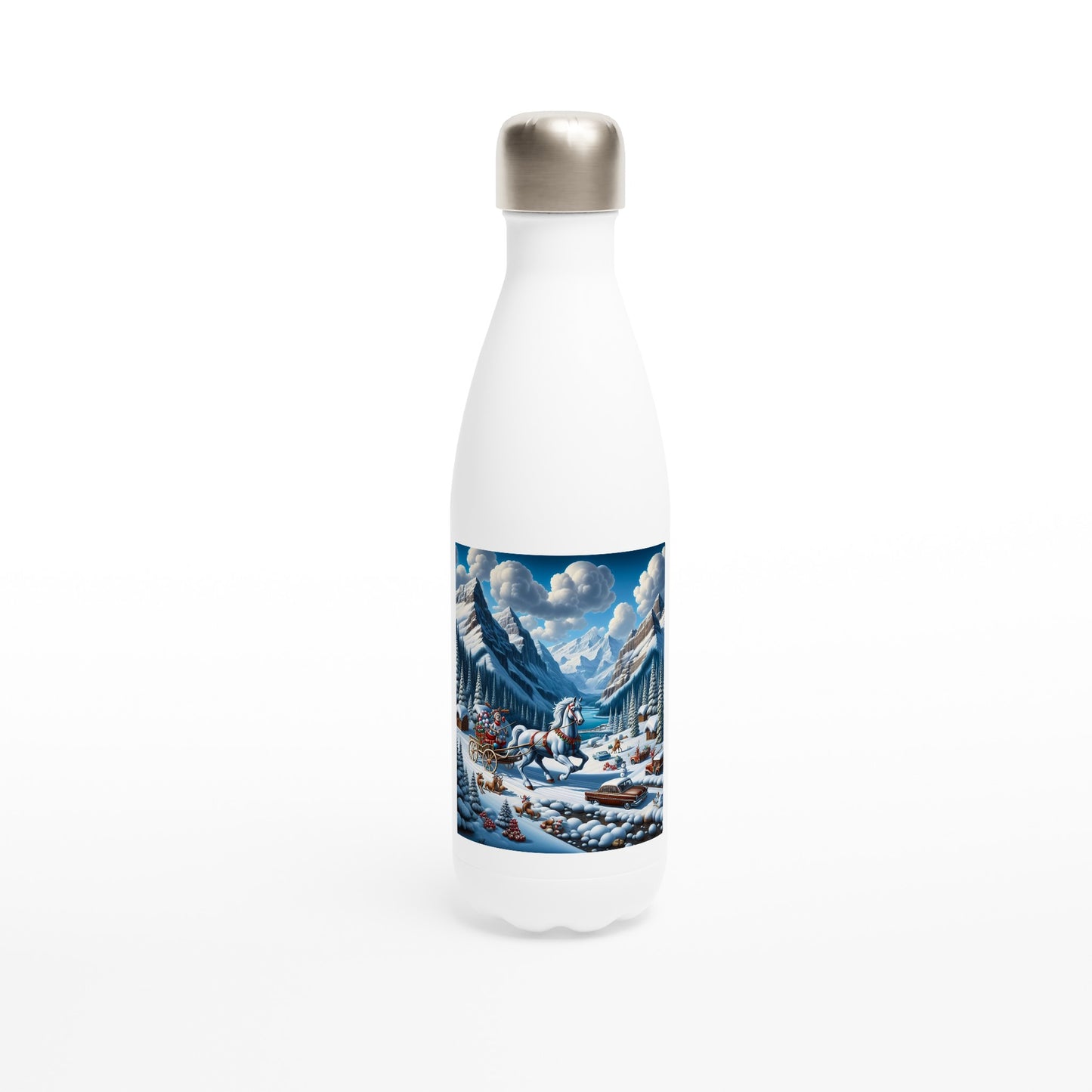 White 17oz Stainless Steel Water Bottle - Winter 107