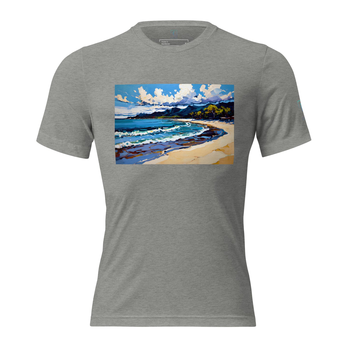 Men's Short Sleeve T-Shirt With Printed Logo On Left Shoulder - Beach 11002